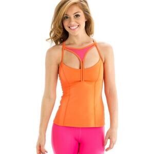New Balini Sports Melody Sunset Women Orange Pink Colorblock Sports Tank Top SM